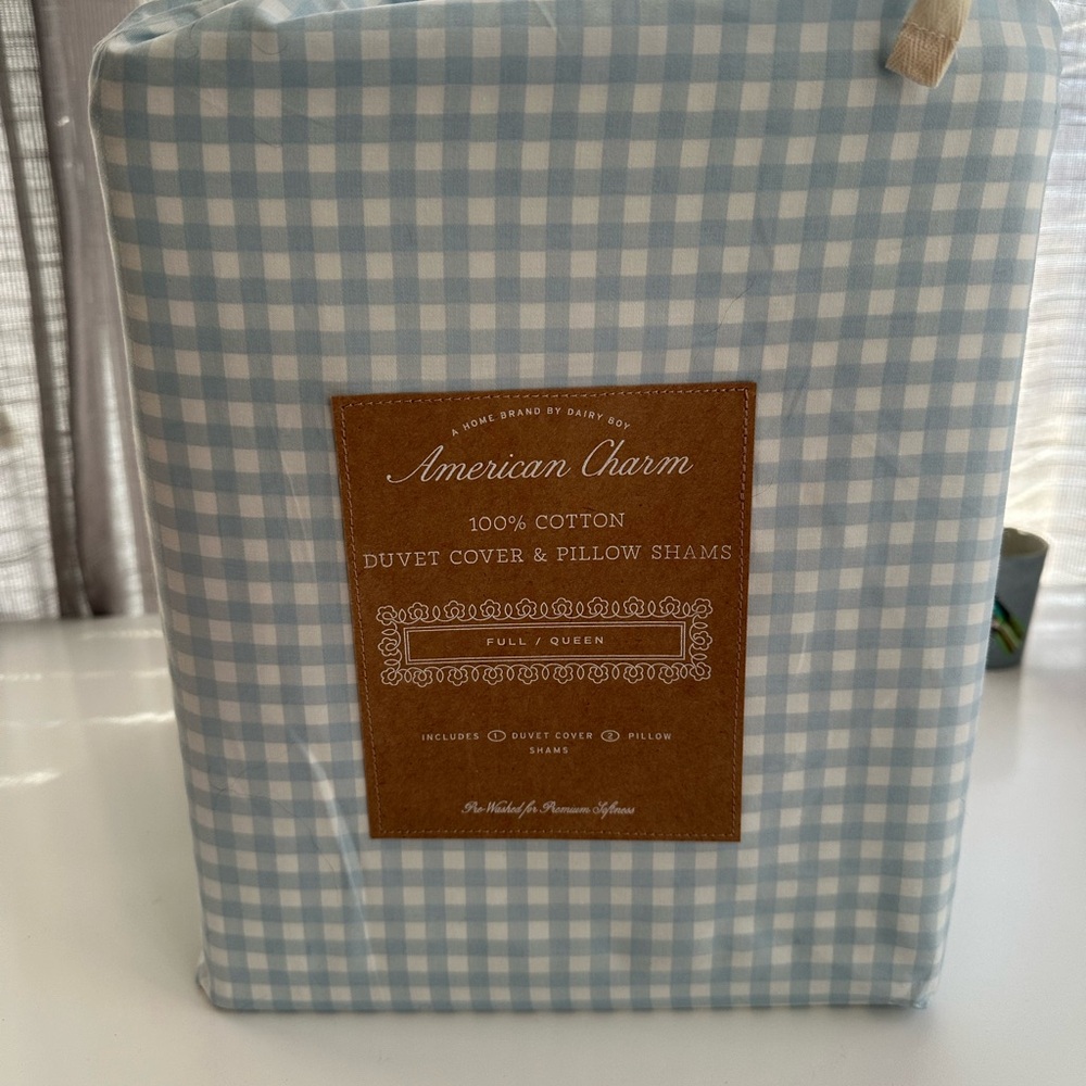 American Charm Dairy Boy Blue Gingham Duvet Cover Set